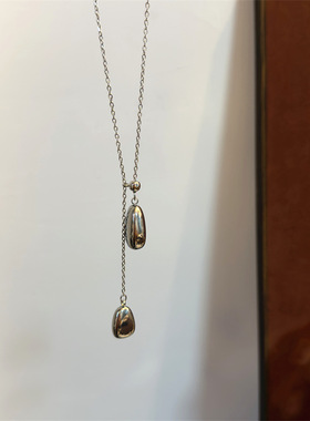 冷淡风水滴吊坠项链韩系简约高级感毛衣链小众时尚百搭秋冬配饰