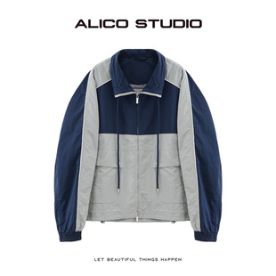 时尚 新款 小立领休闲撞色下摆抽绳冲锋衣外套 春季 喜乐XILE