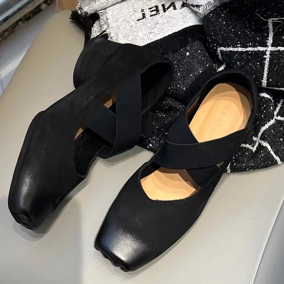 喜乐XILE 【升级芭蕾鞋】新款真皮复古方头单鞋粗跟鞋