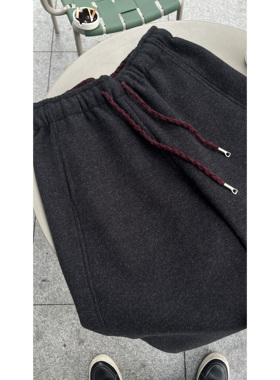 喜乐XILE 秋冬新款百搭休闲松紧腰撞色抽绳加绒舒适卫衣裤