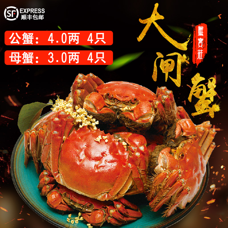 現貨固城湖大閘蟹鮮活特大高淳螃蟹公4.0兩母3.0兩8只禮盒裝