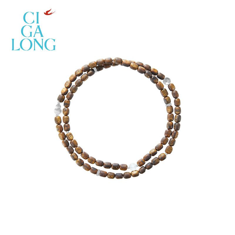 CIGALONG龙梓嘉怀袖葫芦白水晶沉香珠串梨满园新中式珠宝