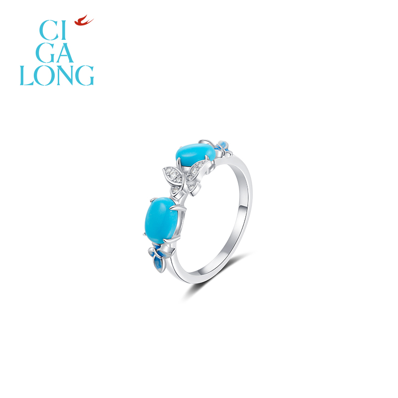 CIGALONG龙梓嘉福蝶双至绿松石项链耳钉戒指东方悠然新中式珠宝