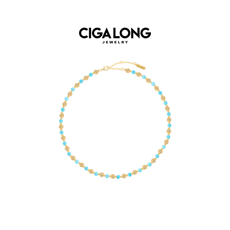 CIGALONG龙梓嘉小钱串松石绿项链天然绿松石东方悠然新中式珠宝