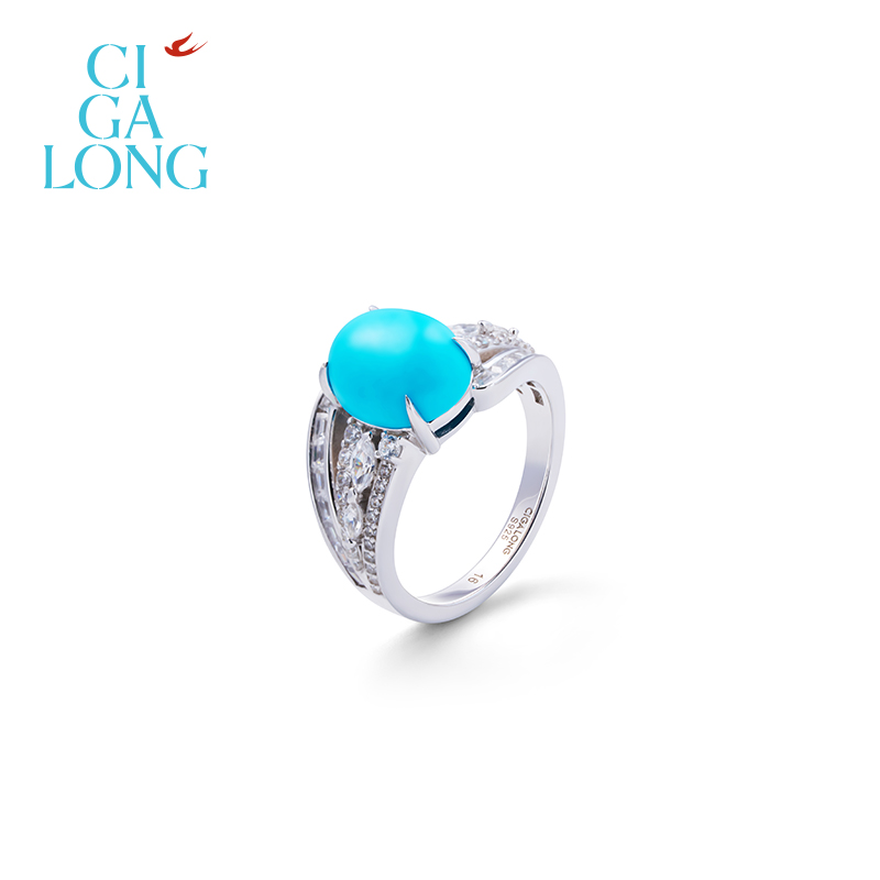 下架CIGALONG龙梓嘉卷草纹绿松石戒指新品原创新中式珠宝