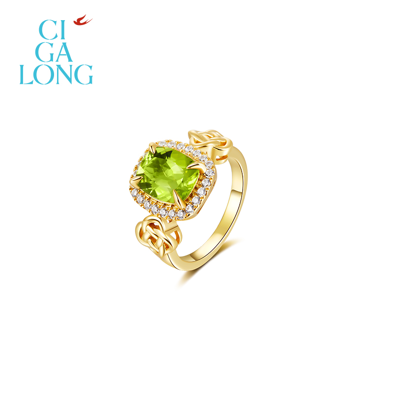 CIGALONG龙梓嘉双钱结橄榄石项链戒指手链东方悠然新中式珠宝