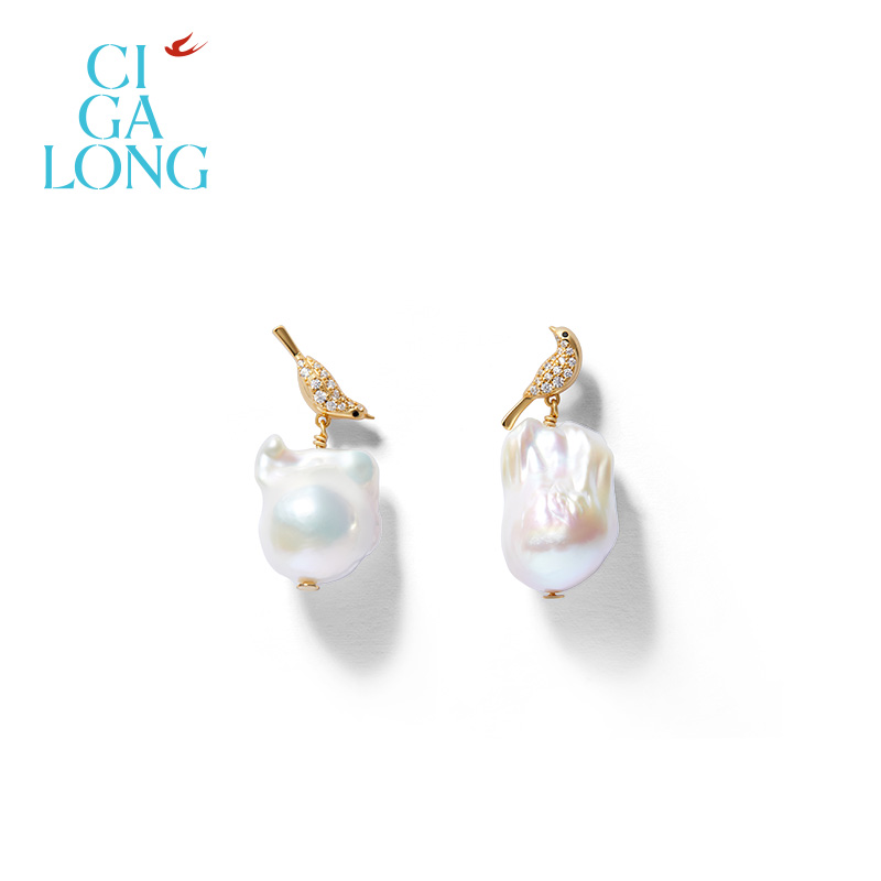 CIGALONG龙梓嘉宋画花鸟巴洛克珍珠项链耳钉新品系列新中式珠宝