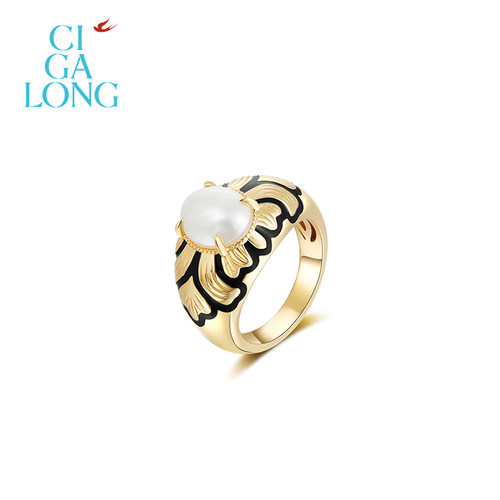 CIGALONG龙梓嘉鸢尾纹雕花珍珠项链耳钉戒指珠宝翡冷翠系列珠宝