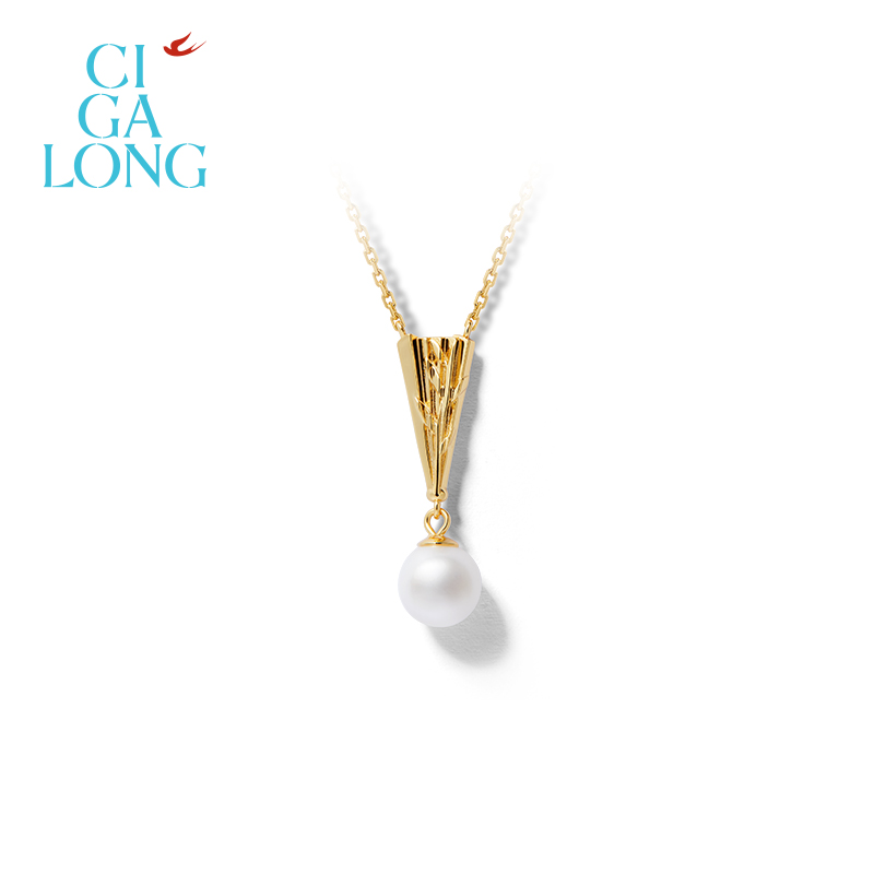 CIGALONG龙梓嘉折扇和田玉白水晶项链耳钉新品系列原创新中式珠宝