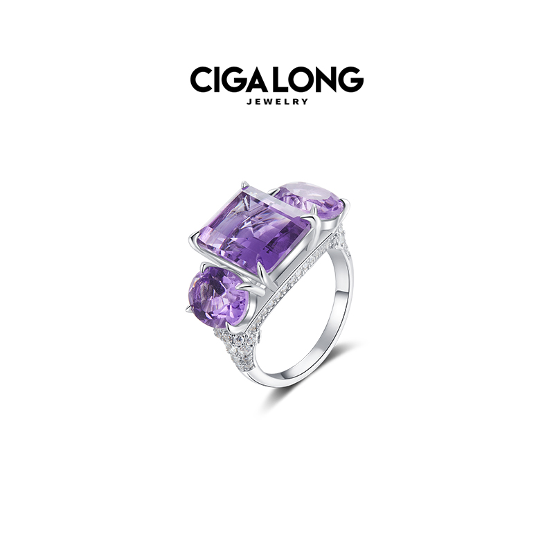 CIGALONG龙梓嘉阿尔诺河老桥方桔梗紫水晶戒指珠宝翡冷翠系列珠宝