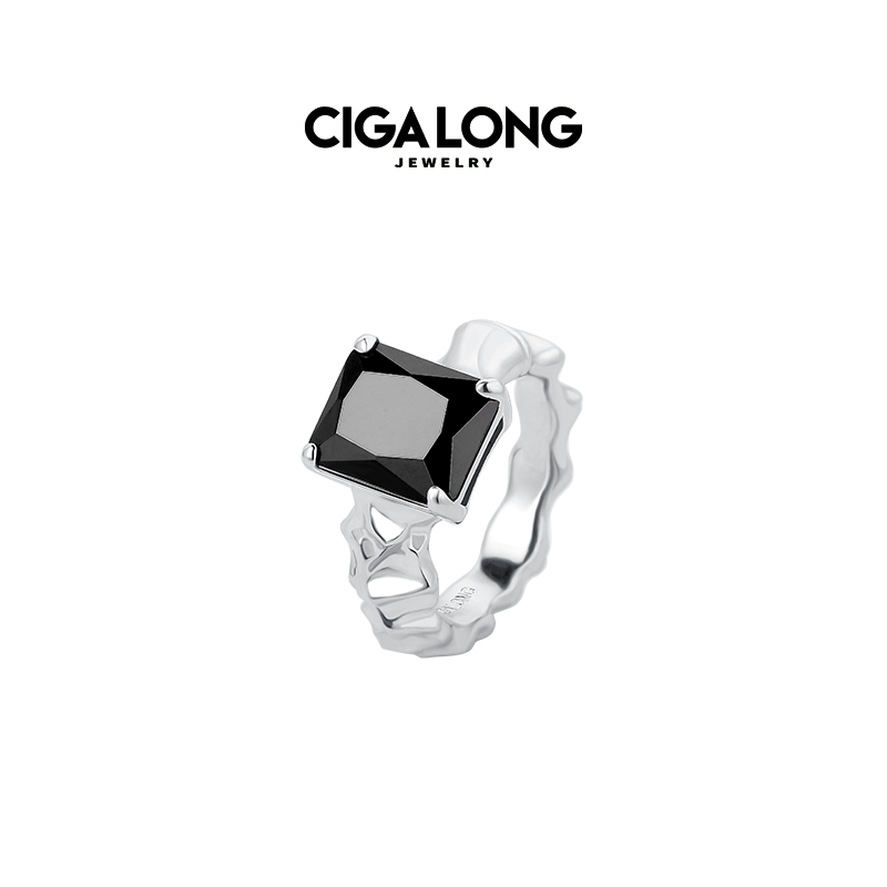 CigaLong墨玉太湖石戒指