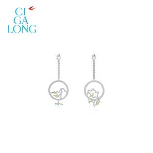 CIGALONG龙梓嘉橄榄石耳环红楼一梦红楼窗格新中式 珠宝