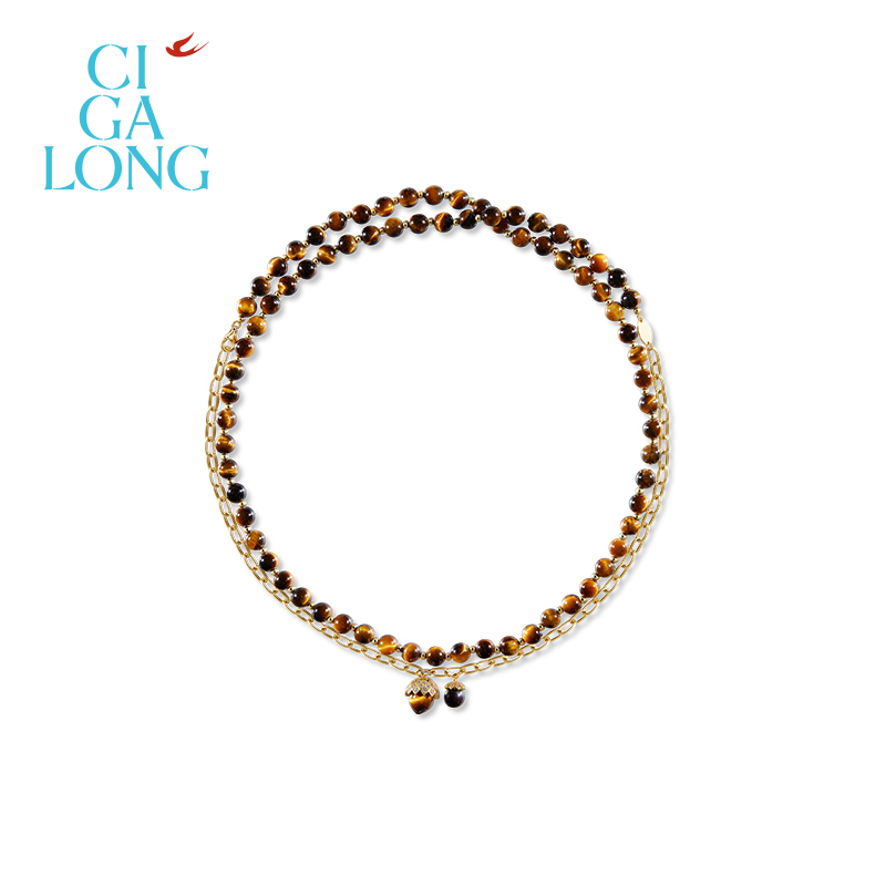 CIGALONG龙梓嘉松果虎眼石项链耳钉新品系列原创新中式珠宝