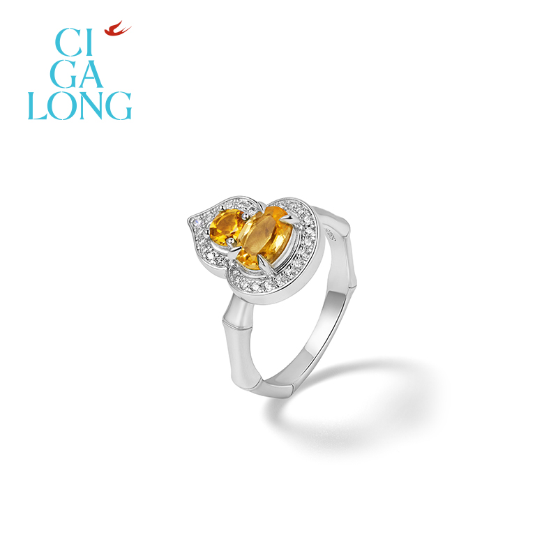 CIGALONG龙梓嘉小葫芦柠檬黄水晶项链耳钉戒指东方悠然新中式珠宝