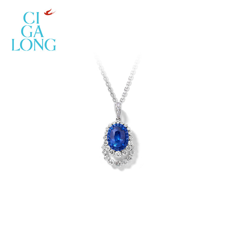 [新品]CIGALONG龙梓嘉有烧蓝宝石吊坠PT950新中式珠宝,珠宝/钻石/翡翠,颈饰,淘宝优惠券,粉丝福利购,淘宝优惠卷
