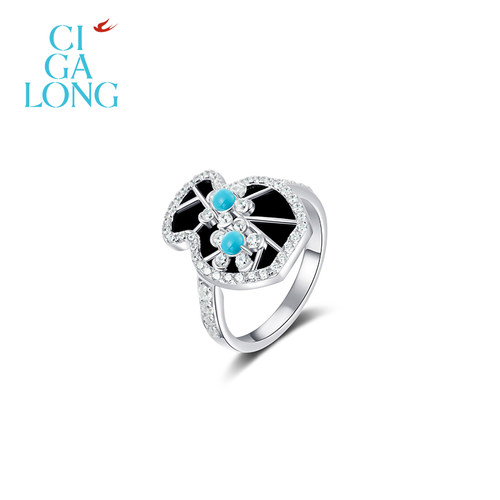 CIGALONG龙梓嘉寒梅窗格绿松石耳钉项链东方悠然新中式珠宝