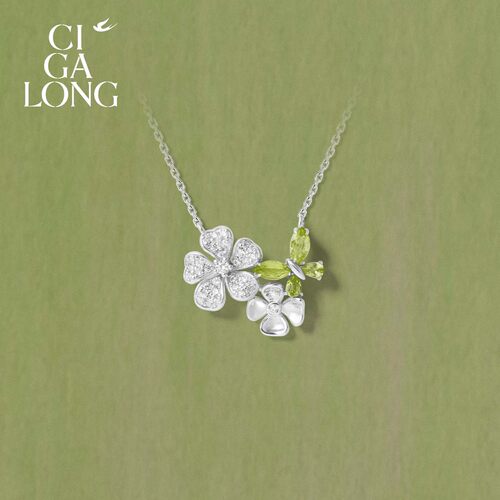 [新品]CIGALONG龙梓嘉花间蝶橄榄石松石项链耳钉戒指珠宝