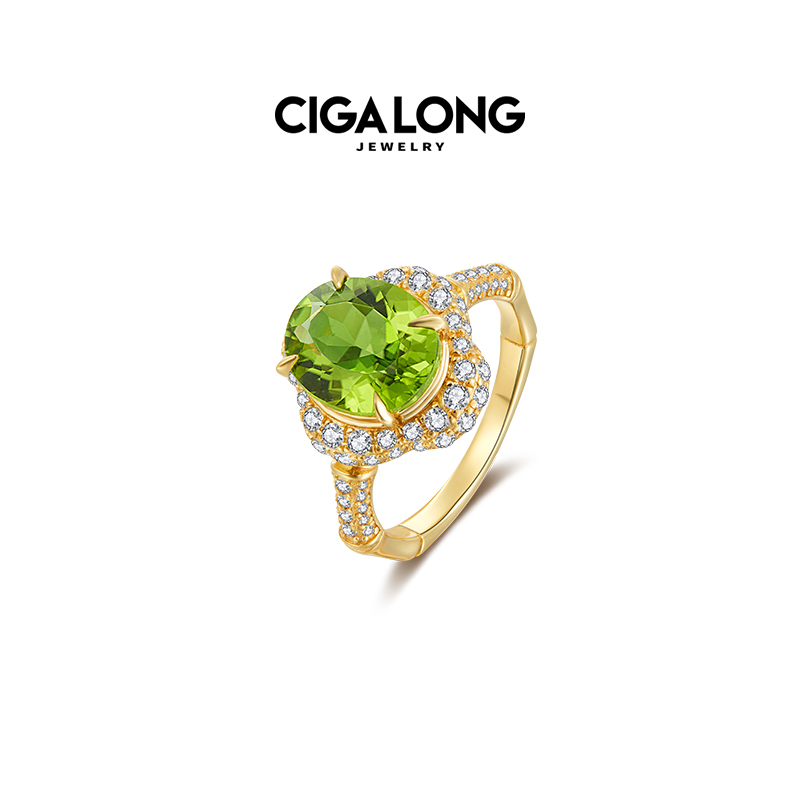 CIGALONG龙梓嘉海棠窗橄榄石戒指耳钉项链东方悠然极简新中式珠宝