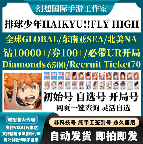 排球少年HAIKYU!!FLY HIGH国际服北美东南亚服组合开局自选自抽号