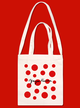 草间弥生波点艺术家ins单肩chic韩版ulzzang原宿慵懒风斜挎帆布包