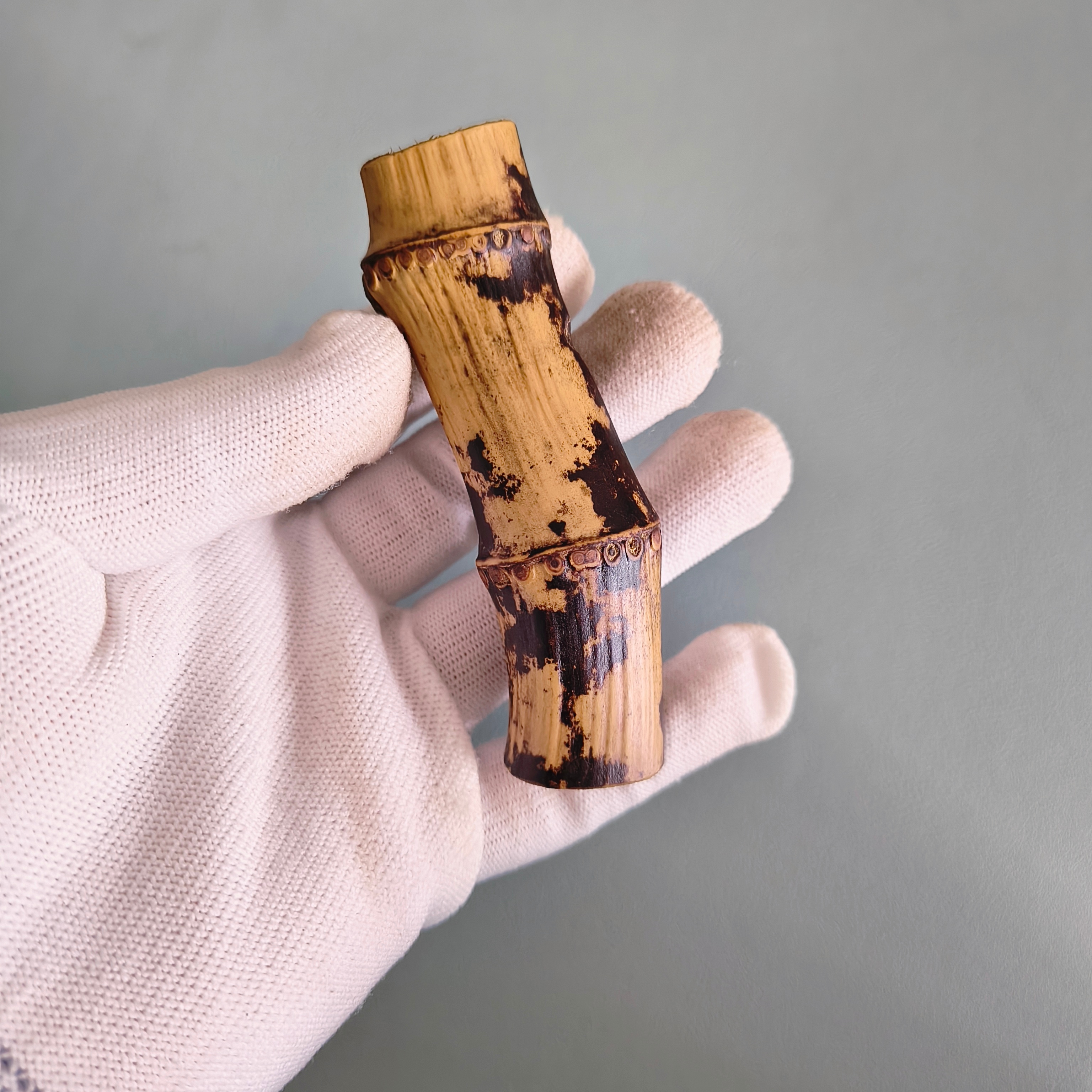 手工竹根天然竹鞭手把件 文玩把玩摆件 创意书房印章料子 打磨