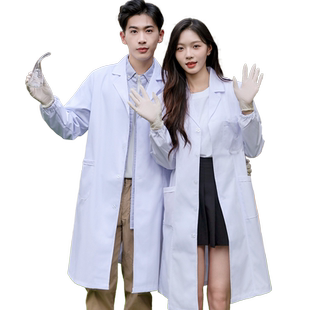 白大褂大学生长袖医生工作服中考化学实验室专用防护实验服护目镜