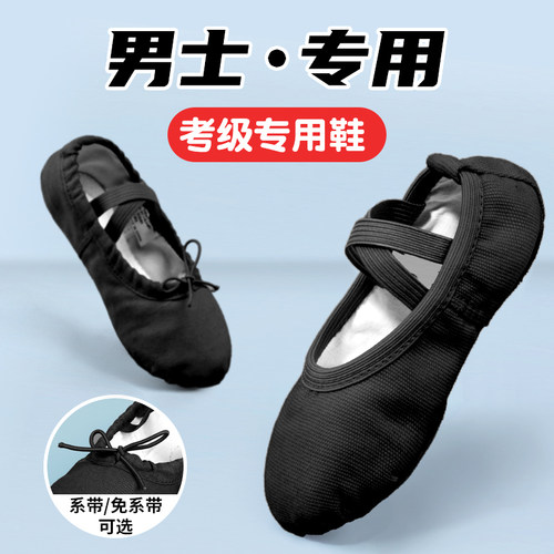 舞蹈鞋儿童男软底免系带练功鞋