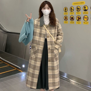 格子毛呢外套女2026秋冬新款韩系爆款小个子赫本风加厚呢子大衣潮