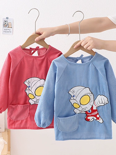 Детский водонепроницаемый нагрудник, фартук для еды, демисезонный лонгслив подходит для мужчин и женщин, анти-грязь, сзади на завязках