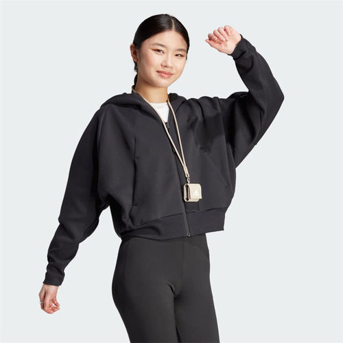 阿迪达斯短款休闲服连帽衫运动