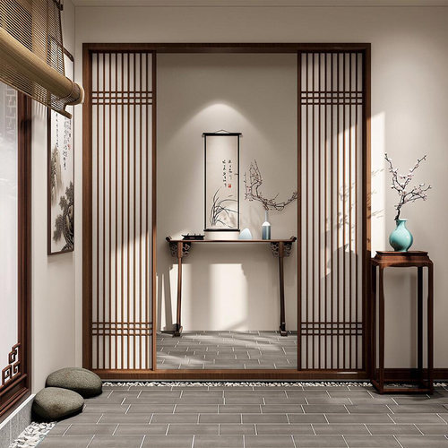 隔断墙新中式屏风入户玄关
