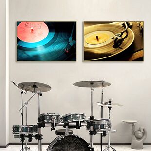 工业风酒吧音乐餐吧挂画黑胶唱片装饰画清吧咖啡厅歌舞厅唱碟壁画