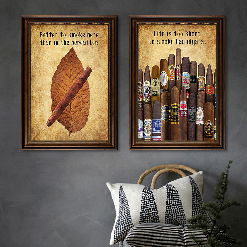 工业风酒吧威士忌装饰画烟酒行雪茄海报复古框挂画小酒馆清吧壁画