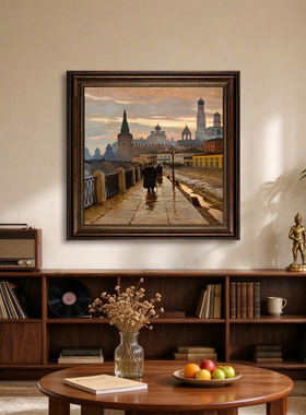 欧式复古风景装饰画古典建筑河流风景名画复刻挂画餐厅书房壁画
