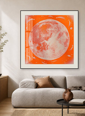 宇宙星球艺术画月光飞马丝巾装裱画轻奢卧室客厅玄关背景墙装饰画