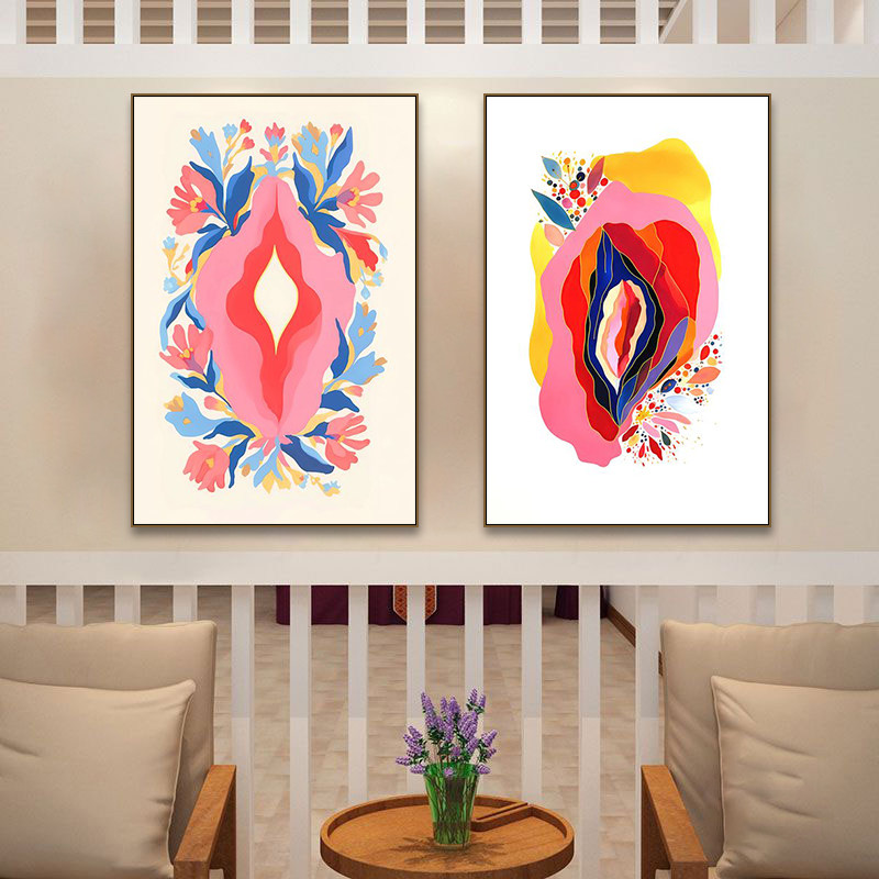 私密挂画养生院医美美容院墙面装饰画妇科医院抽象生殖艺术壁画