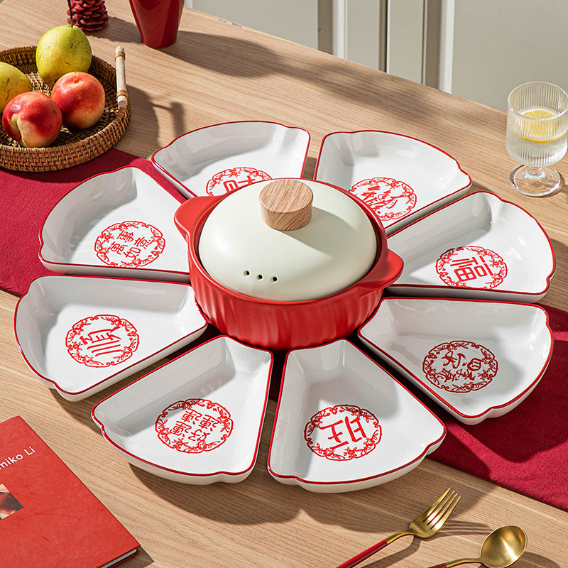 团圆拼盘组合陶瓷碗盘套装中式喜庆菜盘圆桌盘子过年团圆饭餐具,餐饮具,盘,淘宝优惠券,粉丝福利购,淘宝优惠卷