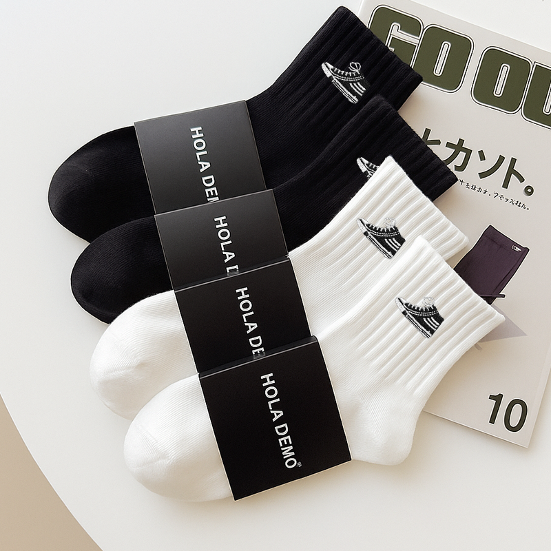 吉良先生 男士中筒袜纯棉吸汗透气男袜黑白色运动男生短袜ins女袜,女士内衣/男士内衣/家居服,短袜,淘宝优惠券,粉丝福利购,淘宝优惠卷