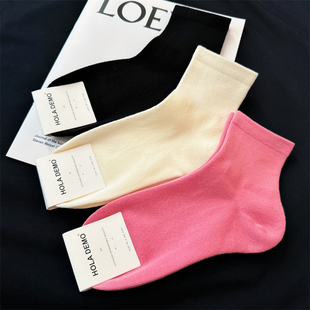 短袜粉色女袜船袜 薄款 吉良先生 袜子女士短筒袜纯棉吸汗透气夏季