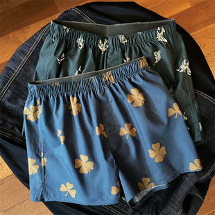 宽松男士阿罗裤纯棉透气内裤男平角裤夏季潮小菊花居家休闲四角裤