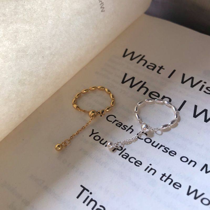 【南小西】"随意调节大小"设计师款米粒戒指925银甜美的银首饰