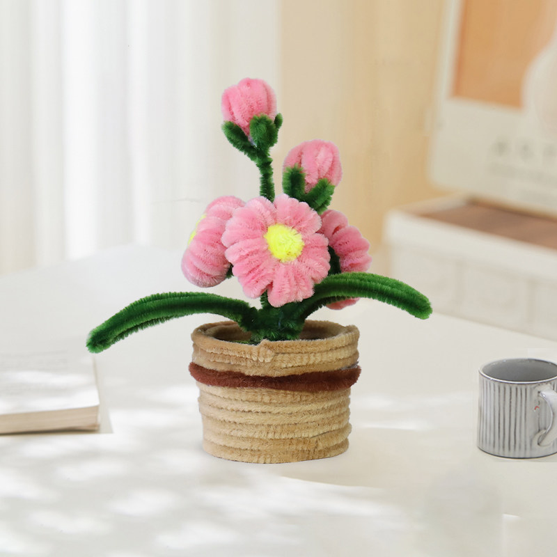 春节扭扭棒盆栽花束泡芙花手工diy材料幼儿园手工制作装饰礼物,家居饰品,仿真花/假花,淘宝优惠券,粉丝福利购,淘宝优惠卷