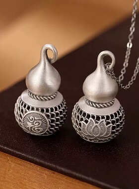 送男友复古个性葫芦福字莲花镂空吊坠女款锁骨链挂坠