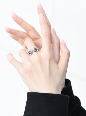 千叶复古戴式耳机酷泰银戒指女小众设计师音乐高级感潮流嘻哈男