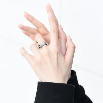 千叶复古戴式耳机酷泰银戒指女小众设计师音乐高级感潮流嘻哈男