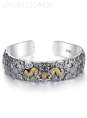 2025新款手开工手镯神兽夔牛男女口镯子D40时霸个性气饰品手环