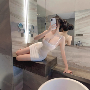 美拉德卡戴珊同款纯欲辣妹吊带背心连衣裙性感紧身包臀裙蕾丝短裙