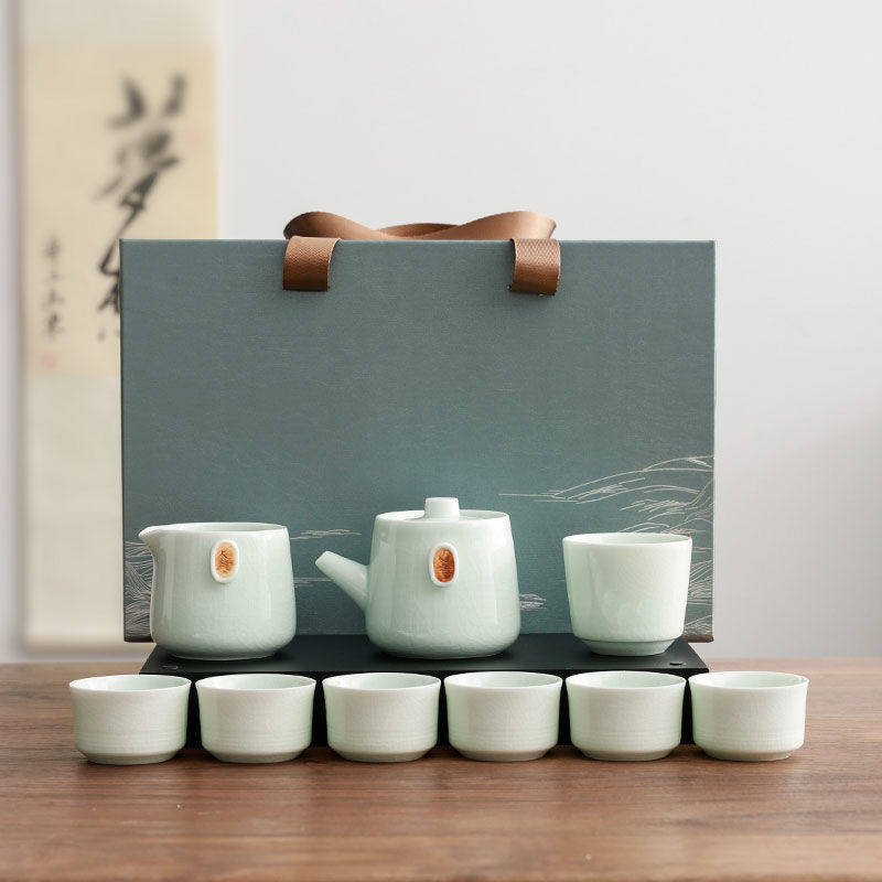 哥窑茶具套装陶瓷家用泡茶壶青瓷单人茶杯便携式旅行茶具高档礼品
