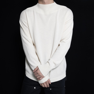 可水洗羊毛半高领宽松毛衣显瘦纯色百搭男 折扣 CHANSUER 断码