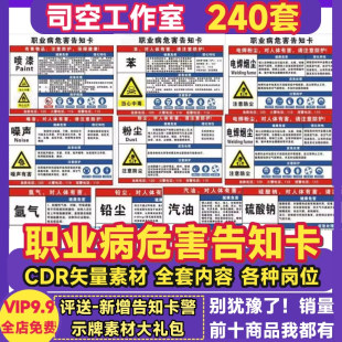 职业病危害告知卡模板AI职业健康风险有害无标识告知警示牌电子版